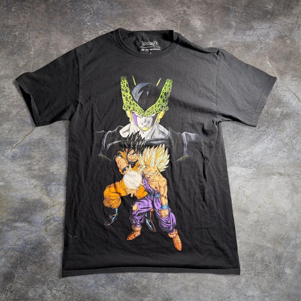 Dragon Ball Z Goku Gohan vs Cell Graphic T-Shirt Mens Small Black Anime Tee